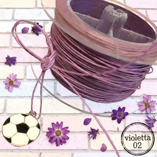cordoncino cotone cerato viola chiaro lilla vendita rotolo cordini uso fai da te collane bigiotteria con ciondoli lavori creativi uncinetto laccio gioielleria nodi scoubidou