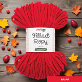 rosso stafil green 250 g 50 metri filled ropy filato uncinetto corda intrecciata cotone riciclato cordoncino macramè crochet rope uso borse cestino