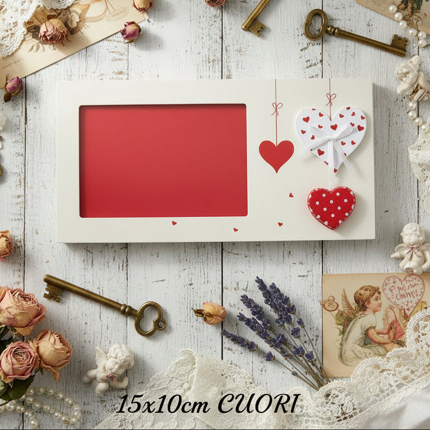 bianco rosso con cuori mdf cornice portafotografie san valentino rettangolare 10 x 15 cm idea regalo 2026