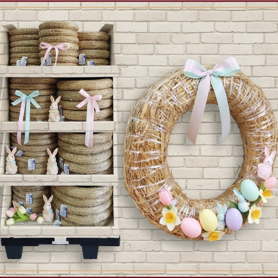 diametro 20 cm ghirlanda coroncina basi di paglia naturale cerchi anelli uso fai da te lavoretti creativi decorazioni addobbi pasquali e natalizi idea vetrina allestimento rustico country shabby Natale