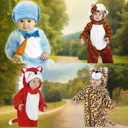 coniglio azzurro tigrotto volpe leopardo abito carnevale costume vestito bimbo bimba 1 anno 12-18 mesi tema animali arca di noè