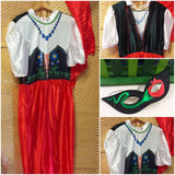 maschera e dettagli abito costume carnevale gipsy gitana da adulti raso bianco rosso nero fiori collana bandana per vestito lungo