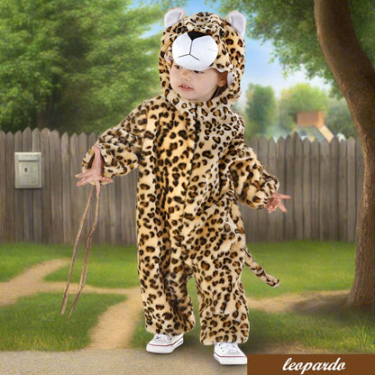 leopardo abito carnevale costume vestito bimbo bimba baby bebè 1 anno 12-18 mesi tema animali arca di noè