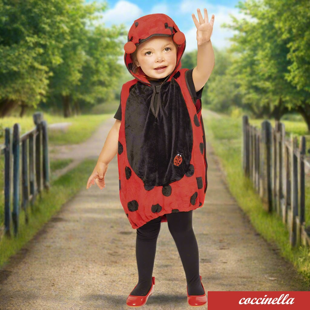 coccinella abito carnevale costume vestito bimbo bimba bebè 1 anno 12-18 mesi tema animali arca di noè baby