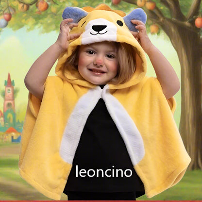 leoncino  animali arca di Noè mantella peluche abito vestito costume di carnevale bebè bimbo bimba 2-3 anni