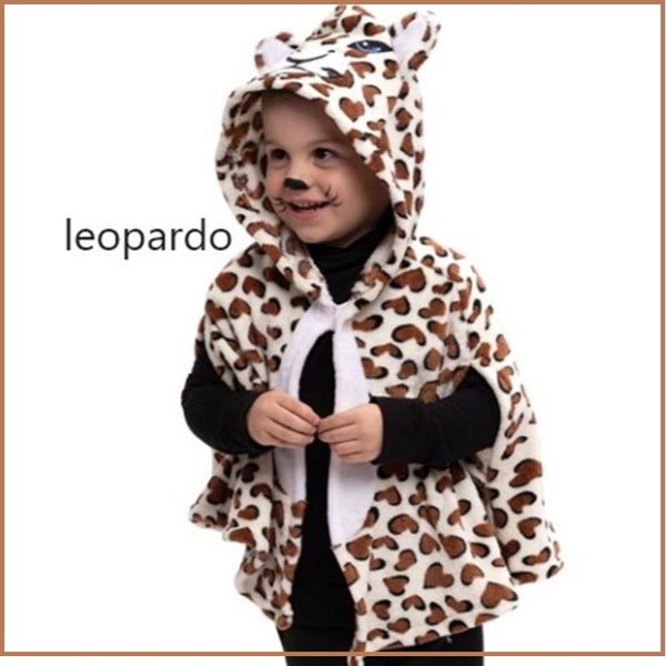 leopardo  animali arca di Noè mantella peluche abito vestito costume di carnevale bebè bimbo bimba 2-3 anni