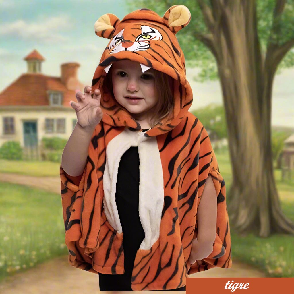tigre animali arca di Noè mantella peluche abito vestito costume di carnevale bebè bimbo bimba 2-3 anni