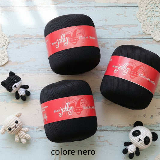 colore nero made italy titolo 8 filato cucirini tre stelle jolly cotone per uncinetto offerta gomitoli filo uso crochet corredino cuffie scialle poncho costume lavori a maglia con ferri da calza