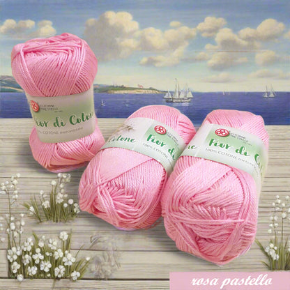 rosa tenue pastello gomitoli filo uncinetto filato cucirini tre stelle fior di cotone grosso art 0360 mercerizzato uso amigurumi pupazzi bambole crochet borse costumi abbigliamento arredamento