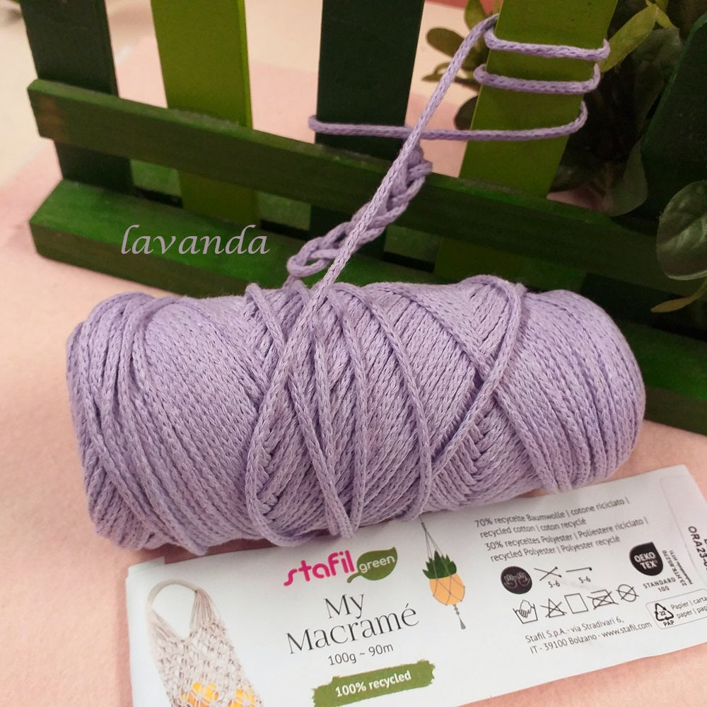 lilla lavanda cordino spago My macramè Stafil green 100 g 90 m 100% riciclato corda filato cotone filo cordoncino 2 mm uso nodi per tende borse uncinetto decorazioni da parete gioielli bigiotteria portapiante portavaso
