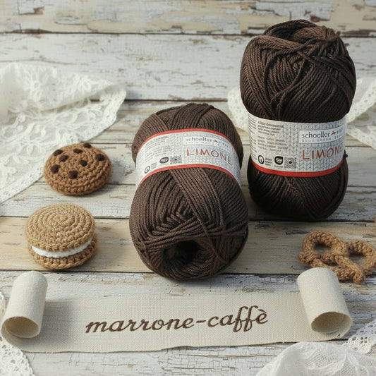 schoeller-stafil lana limone vegan 50 g 125 m marrone-caffè scuro gomitolo filo di cotone grosso per uncinetto ferri lavori a maglia 3-4 uso sferruzzare crochet top costumi estivi scialli maglie sandali espadrillas amigurumi biscotti centrini addobbi albero natale