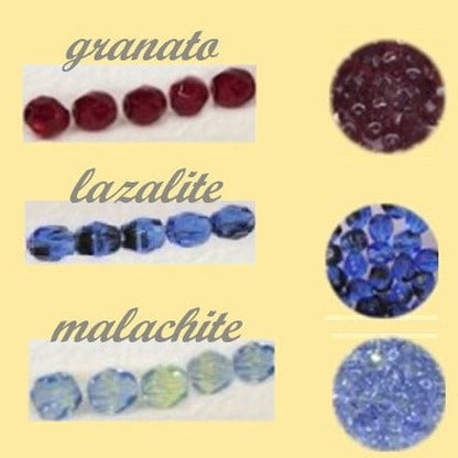 granato lazalite malachite  mezzi cristalli perline collane e bigiotteria offerta perle 4 mm sfaccettate uso tessitura intreccio uncinetto orecchini portachiavi animaletti