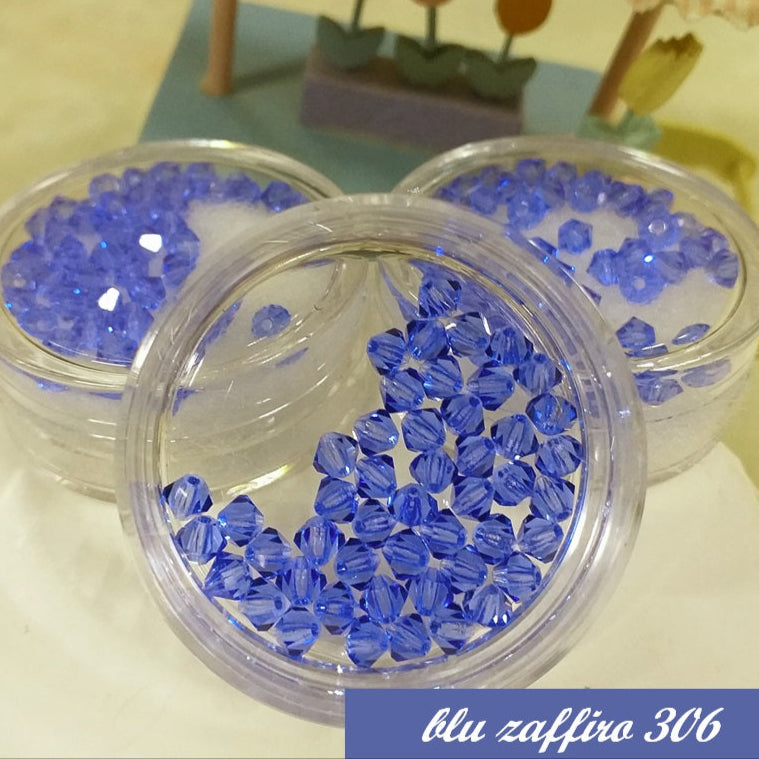 blu zaffiro rombetti Preciosa 4 mm perline bicono uso creare lavorazione artigianale orecchini anelli gioielli bijoux di bigiotteria perle beads