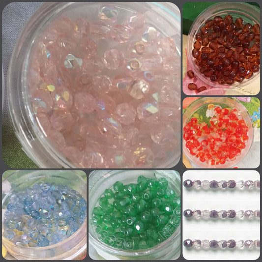 rosa quarzo ambra marrone cristallo rosso acquamarina smeraldo lilla ametista mezzi cristalli sfaccettati perline collane e bigiotteria offerta perle 4 mm uso intreccio tessitura animaletti orecchini