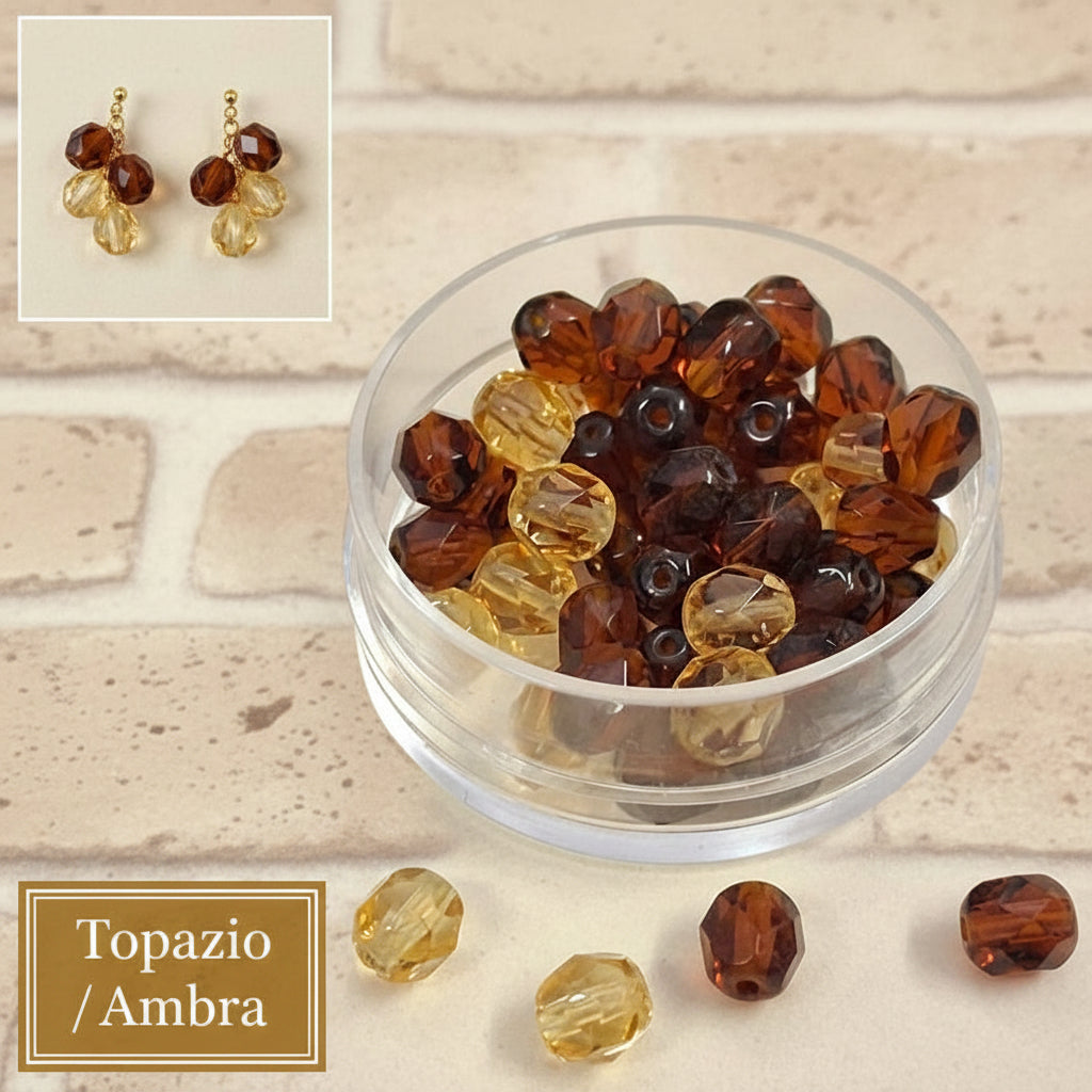 topazio/ambra cristalli sfaccettati 6 mm perline bigiotteria fai da te idea orecchini perle gioielli fatti a mano