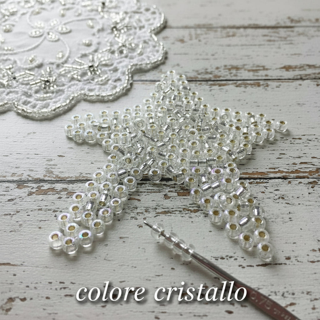 cristallo colore di perline grandi di vetro silver lined interno argentato 5 mm 5/0 foro 1.5 mm perle rocailles di conteria per creare braccialetti dell'amicizia lavorare cotone uncinetto 0.75 e fare pistilli fiori