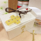 BOMBONIERA CRESIMA COMUNIONE CROCE TAU TAO LEGNO SEGNAPOSTO CALICE ... | Su - Foto 7