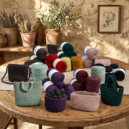 verde salvia viola rosa antico petrolio bordeaux marrone nero fettuccia borse uncinetto filato cotone elastico crochet bag clutch progetti pochette borsette da sera cerimonia cestini tappeti