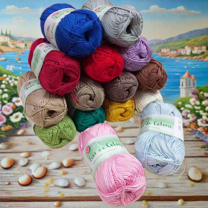 giallo ocra senape coloniali marrone verdino azzurro blu rosso lilla glicine gomitoli filo uncinetto cucirini tre stelle fior di cotone art 0360 filato cotone grosso mercerizzato uso amigurumi pupazzi bambole crochet bag borse costumi abbigliamento arredamento