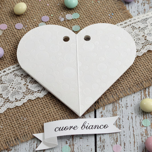 scatolina portaconfetti bianca forma cuore per confezionare confetti dolciumi caramelle bijoux regalini san valentino bomboniere fai da te