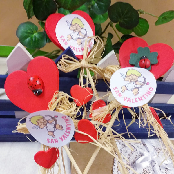 Cuore pick San Valentino fioristi portafortuna decorazione stelo legno –  hobbyshopbomboniere
