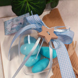 celeste azzurro bimbo portaconfetti scatoline cuoricini per bomboniere con stelline legno allestimento confettata nascita babyshower battesimo comunione compleanno