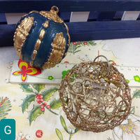 pallina blu e dorata filigrana vendita stock lotto di addobbi e decorazioni natalizie per albero Natale da appendere