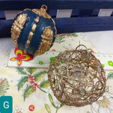 pallina blu e dorata filigrana vendita stock lotto di addobbi e decorazioni natalizie per albero Natale da appendere