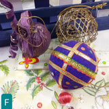 palline viola e dorata filigrana vendita stock lotto di addobbi e decorazioni natalizie per albero Natale da appendere