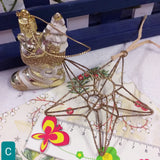 calza stella filigrana dorata vendita stock lotto di addobbi e decorazioni natalizie per albero Natale da appendere