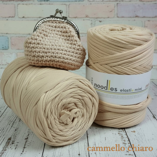 cammello chiaro fettuccia cotone elastico Noodles Stafil colore filato per borse uncinetto bisacce cavallo pochette e cestini