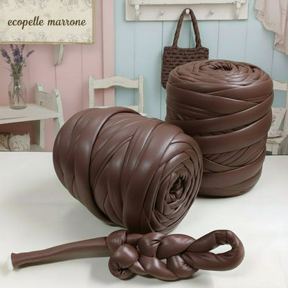 marrone 1/2 kg fettuccia ripiena marshmallow filato borse gigante grosso spesso imbottito chunky bags tubolare intrecciare a mano senza uncinetto pochette shopper