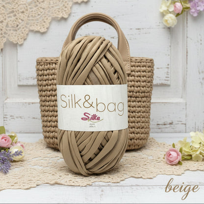 gomitolo Silk & bag Silke fettuccia ecopelle beige uso cordino per borse uncinetto abbigliamento moda rivestire manici realizzare pochette clutch bags