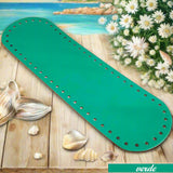 colore verde fondo ecopelle colorato per borse uncinetto fatte a mano di stoffa pezza tessuto uso abbigliamento moda mare estate spiaggia piscina con fettuccia cordino