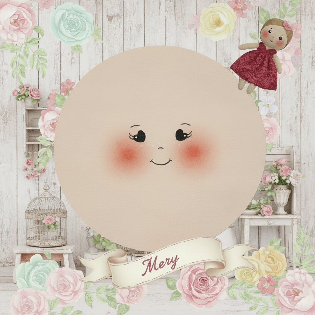 Mery occhi cuoricini bambole di pezza grandi fai da te cucito creativo faccine maglina misto lycra 16 cm pannello per creare pigotte di stoffa tessuto capelli lana vestina cotonina ambiente shabby primavera