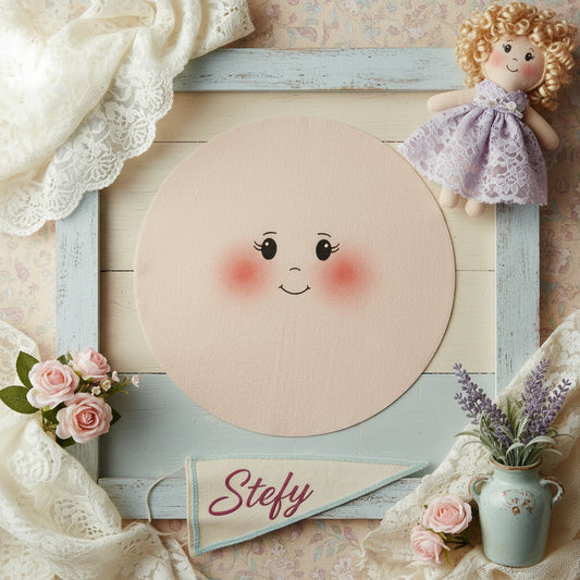 occhi ovali sorriso stefy bambole di pezza grandi fai da te cucito creativo faccine maglina cotone misto lycra grandi 16 cm dipinte per creare pigotte di stoffa tessuto bionde