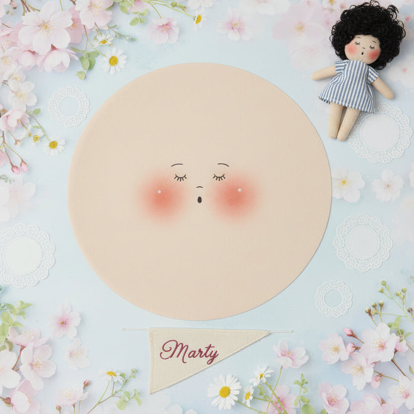 Marty bambole di pezza grandi fai da te cucito creativo faccine maglina misto lycra 16 cm pannello per creare pigotte di stoffa tessuto capelli lana vestina cotonina ambiente shabby primavera