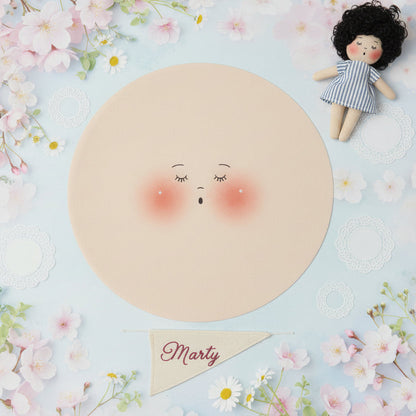Marty bambole di pezza grandi fai da te cucito creativo faccine maglina misto lycra 16 cm pannello per creare pigotte di stoffa tessuto capelli lana vestina cotonina ambiente shabby primavera