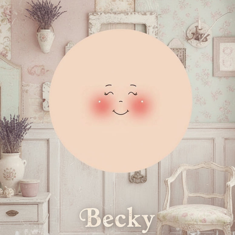 occhi chiusi sorriso Becky bambole di pezza grandi fai da te cucito creativo faccine maglina circonferenza 16 cm per creare pigotte di stoffa tessuto