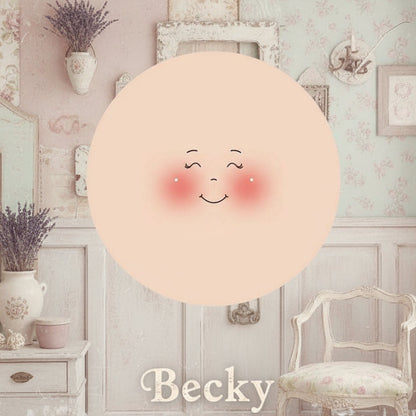 occhi chiusi sorriso Becky bambole di pezza grandi fai da te cucito creativo faccine maglina circonferenza 16 cm per creare pigotte di stoffa tessuto