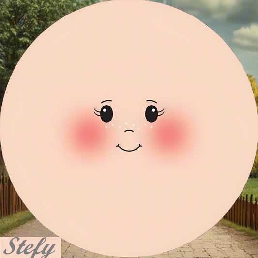 occhi ovali sorriso stefy bambole di pezza grandi fai da te cucito creativo faccine maglina circonferenza 16 cm per creare pigotte di stoffa tessuto