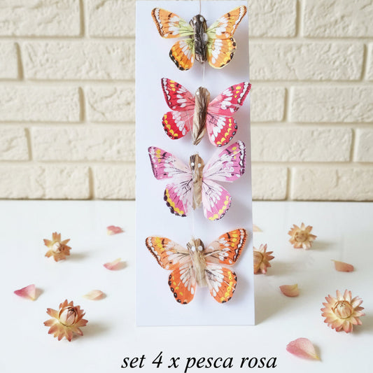 rosa pesca Farfalle decorative pasquali fai da te casa e giardino composizioni fiori matrimonio bomboniere sposi scenografia teatro fotografo decorazioni floreali