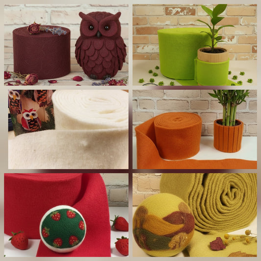 idee e colori vetrina nastro di feltro lana cotta panno da infeltrire per decorazioni addobbi natalizi rivestire vasi di terracotta base albero piante sagome palline polistirolo bambole di pezza e gufo bordeaux