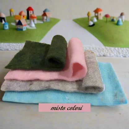 misto colori assortiti 99 mix tessuto stoffa feltro pura lana cotta modellabile uso lavoretti natalizi creare bambola di pezza Natale addobbi decorazioni streghetta befanella Halloween gnomi del bosco primavera pasquali