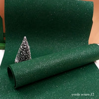 verde scuro rotoli morbido feltro natalizio luccicante pannolenci glitterato brillantinato vendita a foglio rotolo per lavoretti creativi natale addobbi decorazioni natalizie