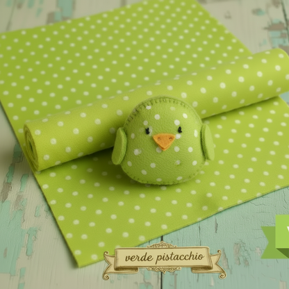 verde pistacchio tessuto colorato feltro pannolenci stampato pois fantasia uso creare ovetti bambola lavoretti creativi bambini addobbi decorazioni natale pasquale