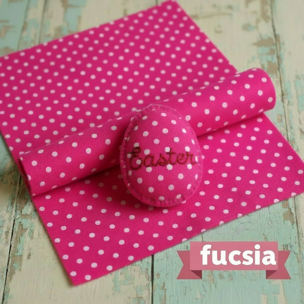 fucsia tessuto colorato feltro pannolenci stampato pois fantasia uso creare ovetti bambola lavoretti creativi bambini addobbi decorazioni natale pasquale
