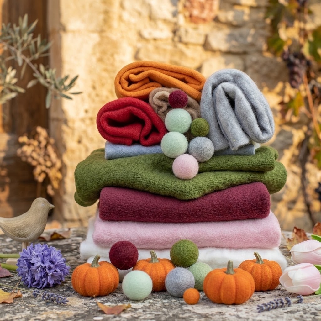 colori feltro vello tessuto panno lana vetrina autunnale cucito creativo bambole pupazzi rivestire polistirolo