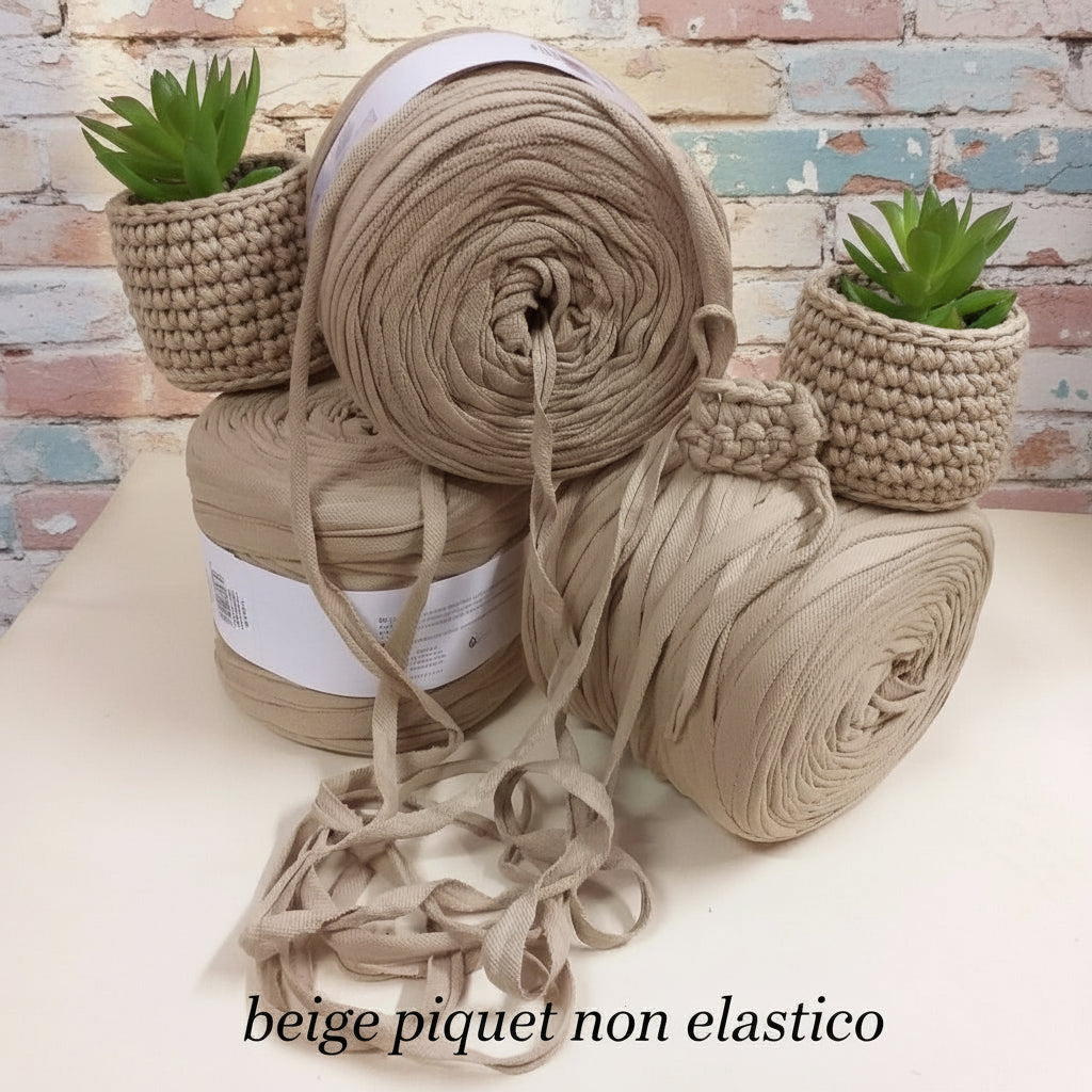 colore beige piquet non elastico cotone per cestini uncinetto portavasi portapiante