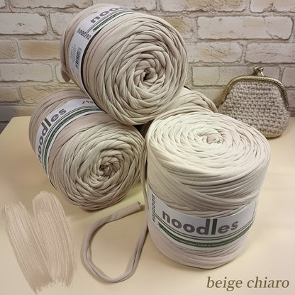 beige chiaro fettuccia cotone elastico Noodles Stafil per borse uncinetto